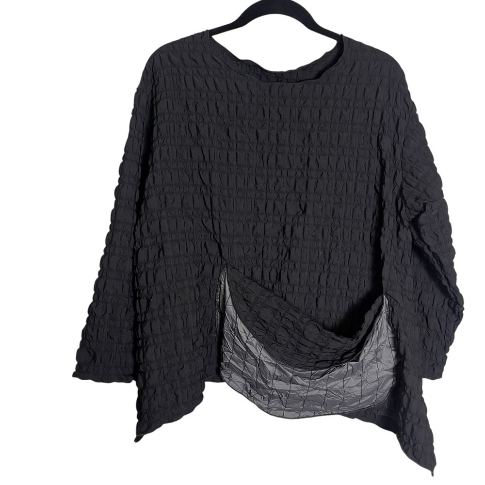 Heydari Black Textured Oversized Asymmetrical Lagenlook Top Size M - Picture 2 of 8